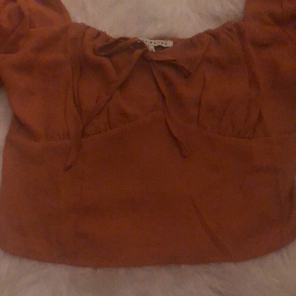 Orange bustier top with puff sleeves - Picture 2 of 6